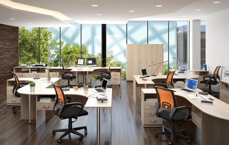 Комплект офисной мебели SIMPLE с эргономичными столами и тумбами в Мурманске - изображение 3